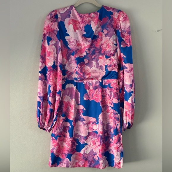 Flying Tomato Pink and Blue Floral Long Sleeve Dress - Picture 3 of 3